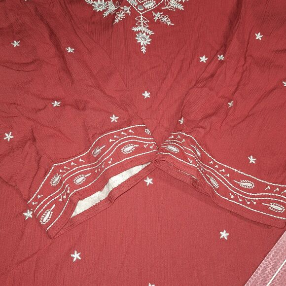 Cathy Daniels 2X Womens Embroidered Red And White Top Blouse - Picture 8 of 12